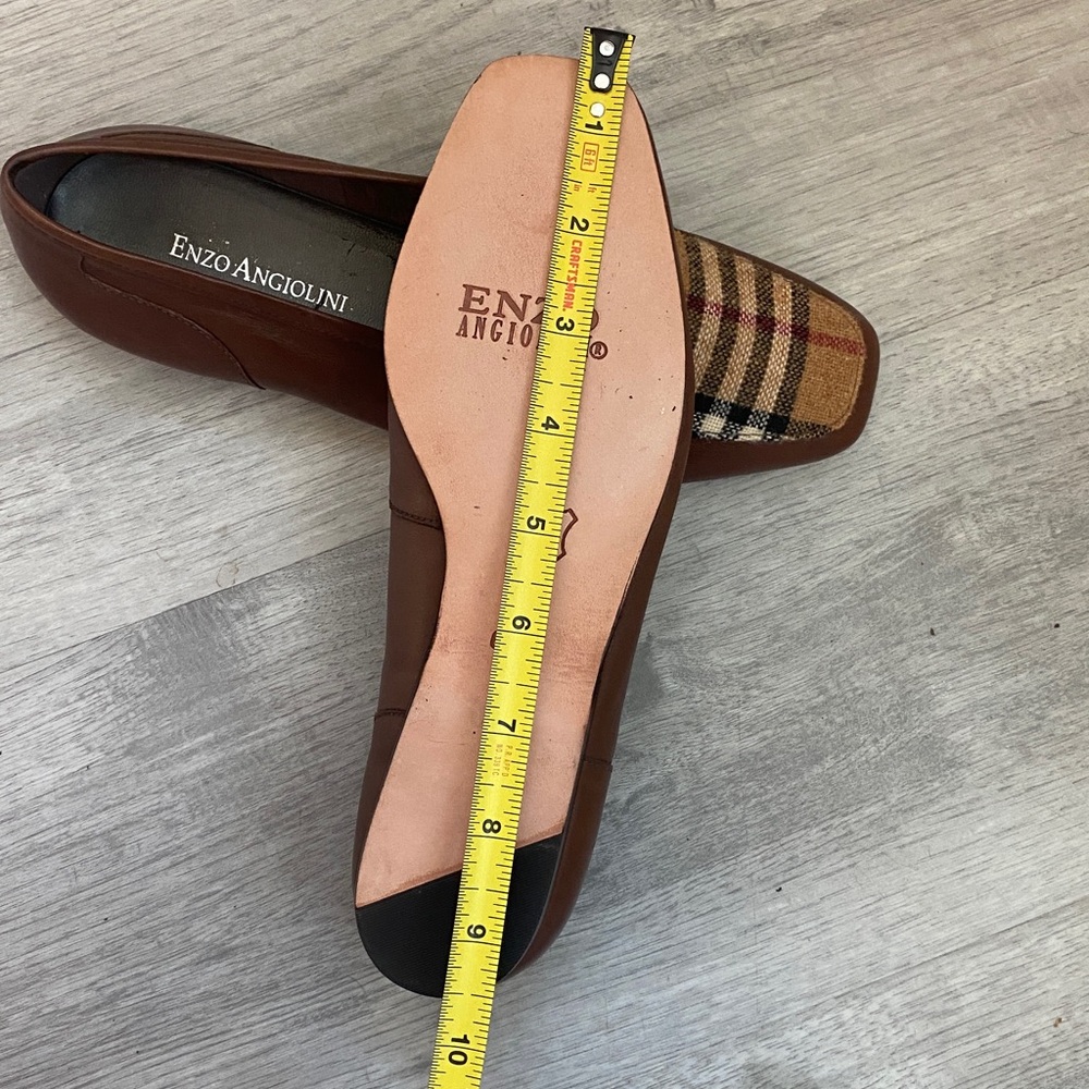 NWOT Enzo Angiolini Brown Plaid Leather loafer size 6.5 - Picture 8 of 10